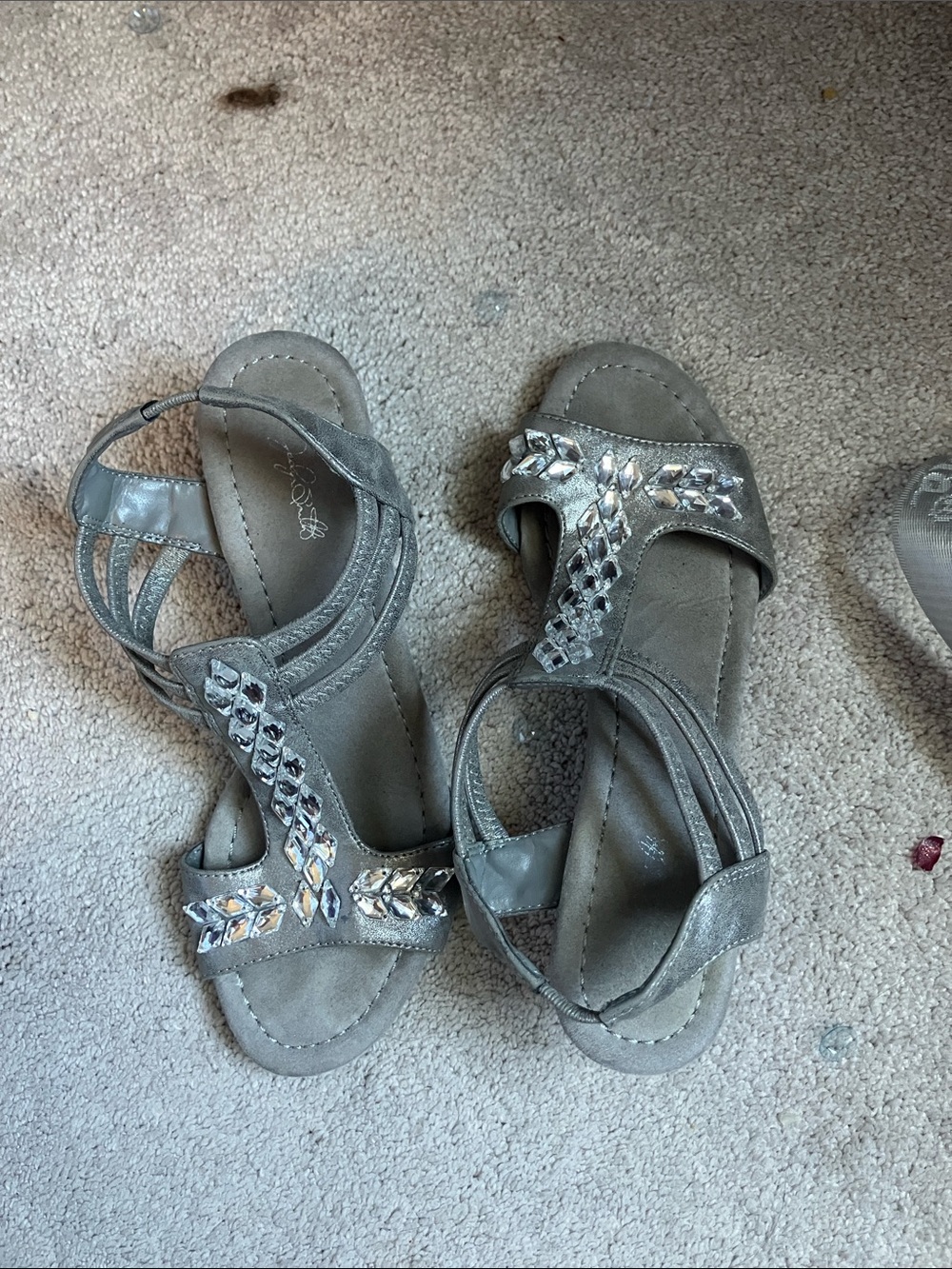 Women's Silver Jeweled Strappy Heels